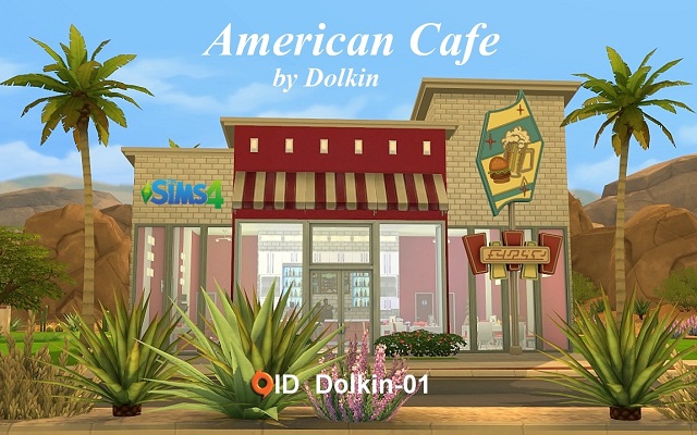 Sims 4 Community lot American cafe by Dolkin at ihelensims.org.ru