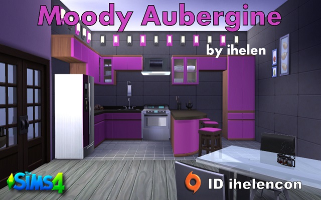 Sims 4 Rooms Kitchen Moody Aubergine by ihelen at ihelensims.org.ru