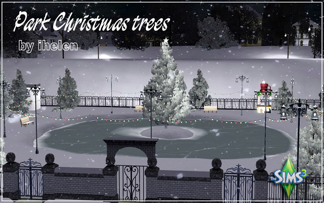 Sims 3 Community lot Park Christmas trees by ihelen at ihelensims.org.ru