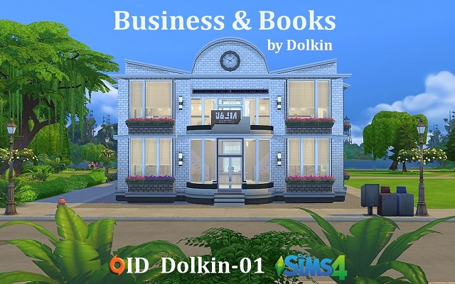 Sims 4 Community lot Business & Books by Dolkin at ihelensims.org.ru