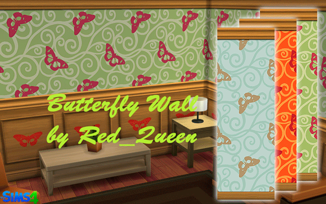 Sims 4 Build/Walls/Floors Butterfly Wall by Red_Queen at ihelensims.org.ru