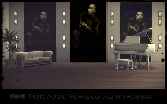 Sims 4 Build/Walls/Floors Photo Mural The magic of jazz by Simchanka at ihelensims.org.ru