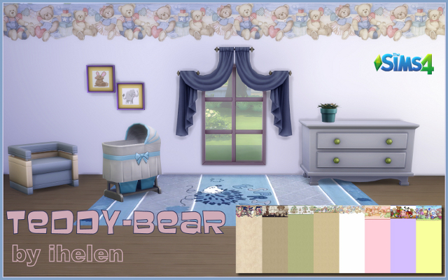 Sims 4 Build/Walls/Floors Teddy-bear Wall by ihelen at ihelensims.org.ru