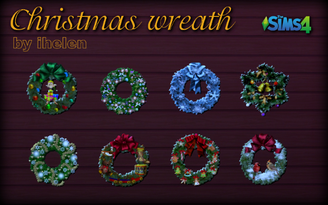 Sims 4 Decor Christmas Wreath stickers by ihelen at ihelensims.org.ru