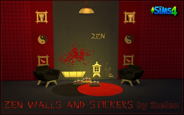 Sims 4 Decor Zen Walls&Stickers by ihelen at ihelensims.org.ru