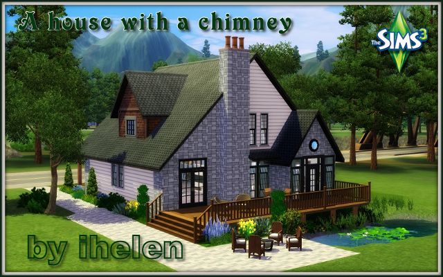 Sims 3 Residential lot A house with a chimney by ihelen at ihelensims.org.ru