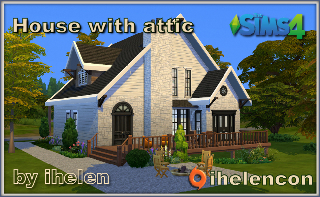 Sims 4 Residential lot House with attic by ihelen at ihelensims.org.ru